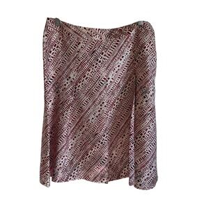 Merona Silk‎ Skirt A-Line Midi Red Pattern Career Casual Size 8